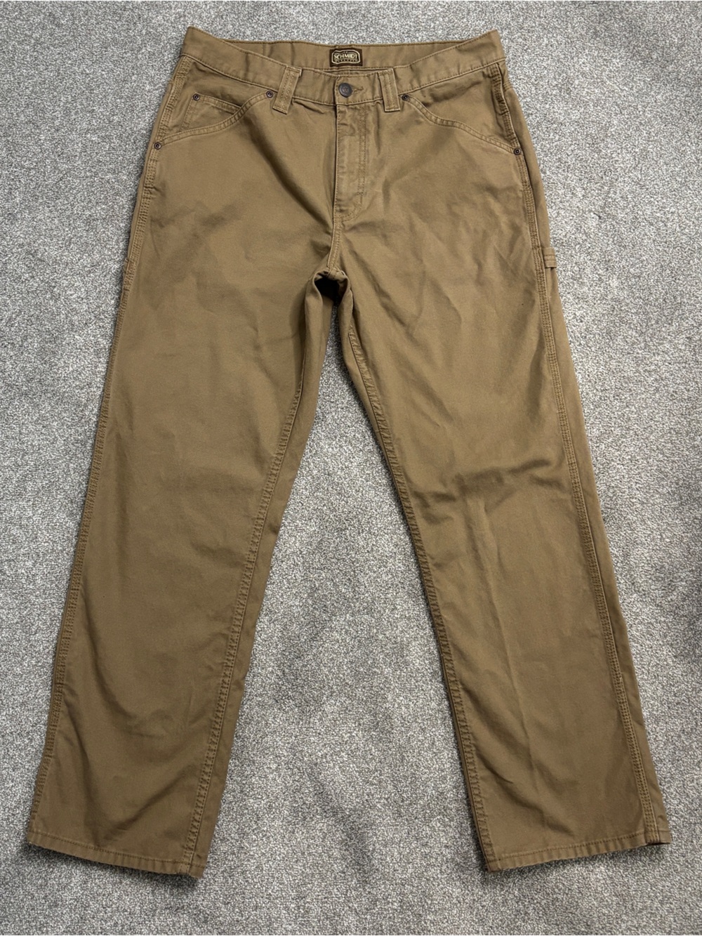 Schmidt’s Men's Tan Work Chinos,-Straight Fit Carpenter, Utility, Durable 34/32